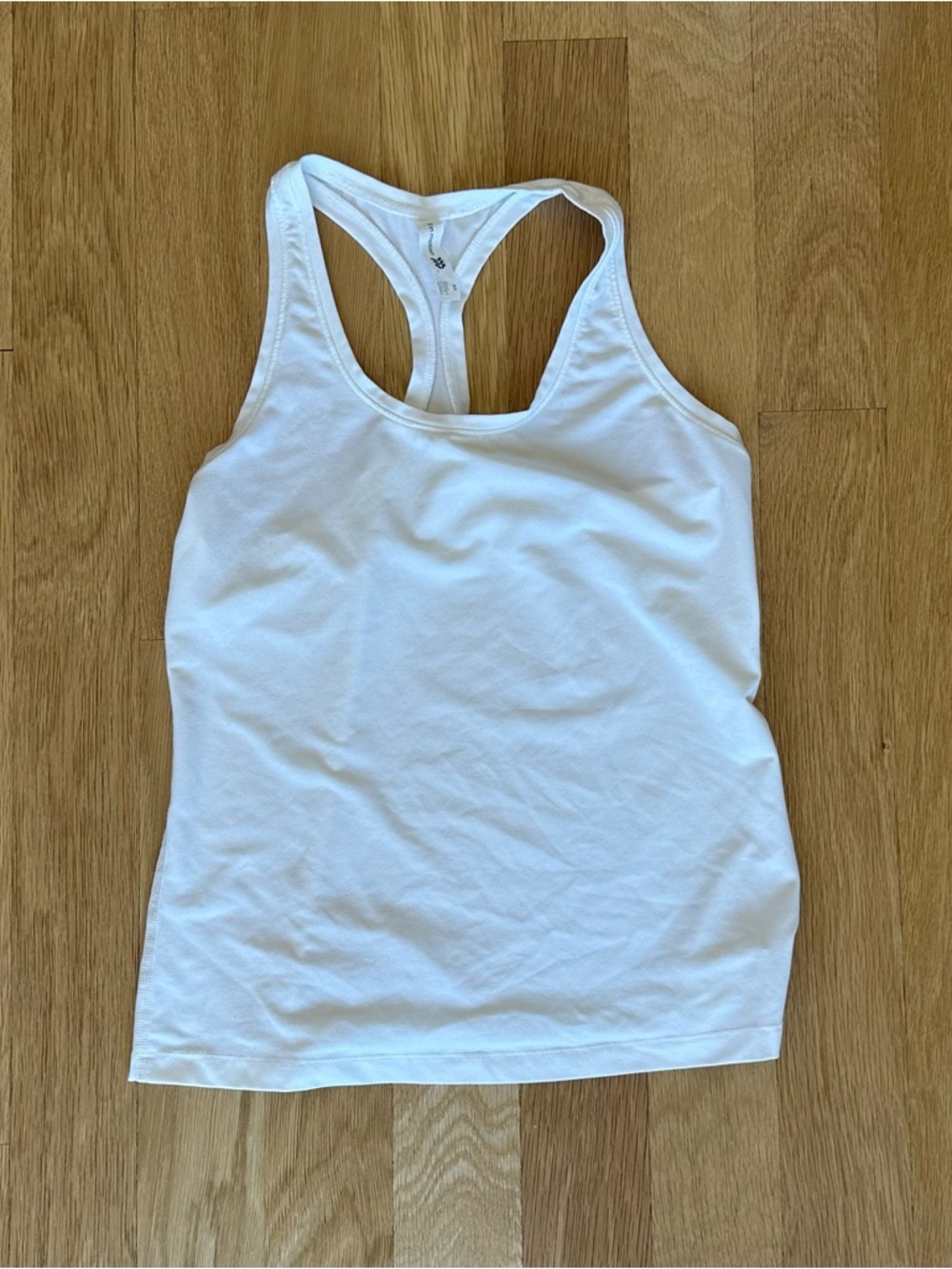 all in motion white racerback tank, size XS